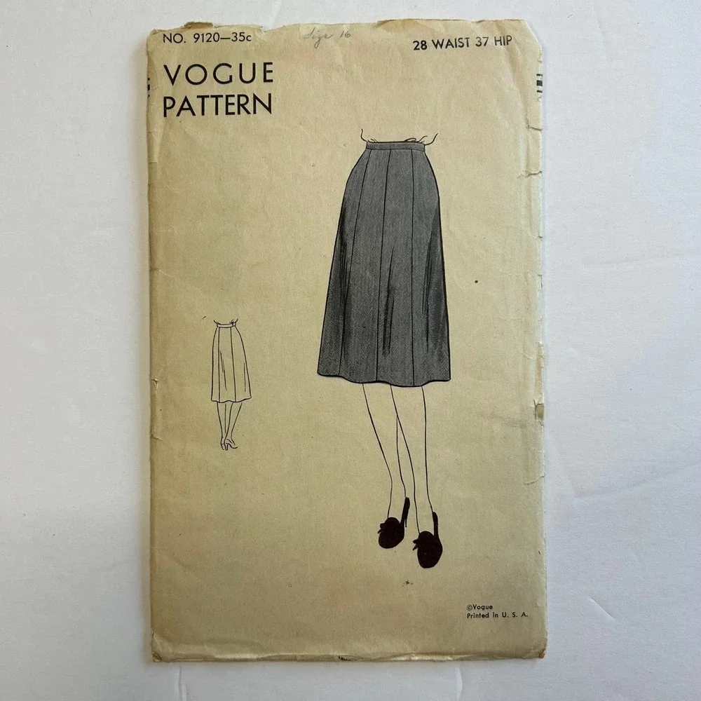 Vintage Vogue Pattern #9120 Easy to Make‎ Skirt Size 28